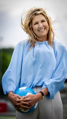 02-06-2026 Voorburg Queen Maxima, Honorary Chair of the MIND Us Foundation, during the kick off the ˜The Invisible Injury™ program by the KNVB and Zilveren Kruis at Forum Sport in Voorburg. Â  Copyright: xPPEx