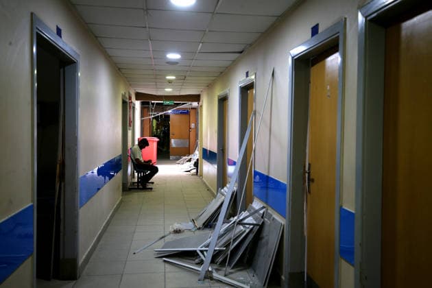 June 2, 2026, Beirut, Beirut, Lebanon: 02 June 2026, Lebanon, Tyre: A man sits inside damage hallway at Jabal Amel Hospital that was destroyed in Israeli air strikes in the southern Lebanese port city of Tyre. Clashes have continued in southern Lebanon despite Israel and Hezbollah accepting a US plan for a partial ceasefire. President Donald Trump said on Monday that he had spoken to both sides and they agreed that all shooting will stop , after Iran warned Israeli military actions in Lebanon were a threat to the US-Iran ceasefire. Photo: dpa Beirut Lebanon - ZUMAn313 20260602_zip_n313_015 Copyright: xMarwanxNaamanix