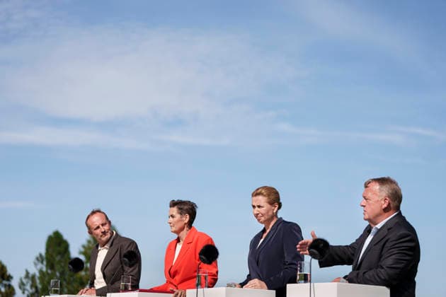 DENMARK The government platform is presented Party leaders Martin Lidegaard (Radikale Venstre), Pia Olsen Dyhr (SF), incoming Prime Minister Mette Frederiksen (Social Democrats), and Lars Loekke Rasmussen (Moderates) present the government platform for a new government in Denmark, at Marienborg in Kongens Lyngby, Tuesday, June 2, 2026. (Photo: Liselotte Sabroe Ritzau Scanpix) , Copenhagen Denmark *** DENMARK The government platform is presented Party leaders Martin Lidegaard Radikale Venstre , Pia Olsen Dyhr SF , incoming Prime Minister Mette Frederiksen Social Democrats , and Lars Loekke Rasmussen Moderates present the government platform for a new government in Denmark, at Marienborg in Kongens Lyngby, Tuesday, June 2, 2026 Photo Liselo  Copyright: Ritzau Scanpix LiselottexSabroex spdk20260602-174624-L