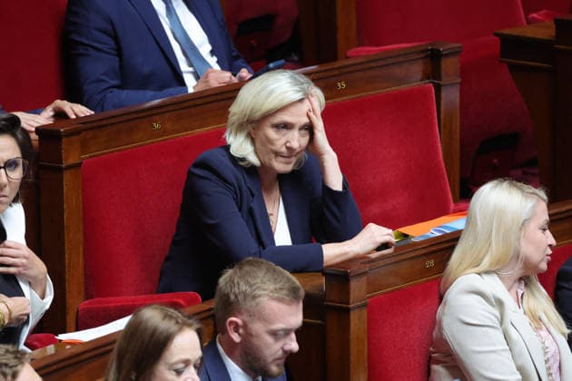 Session of Questions to the Government in National Assembly - Paris The President of the parliamentary group Rassemblement National Marine Le Pen seen here during a session of Questions to the Government at the French National Assembly in Paris, France on May 2, 2026. Photo by Henri Szwarc ABACAPRESS.COM Paris France  Copyright: xSzwarcxHenri ABACAx