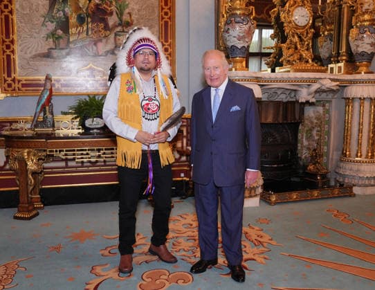 Audience at Buckingham Palace King Charles III with Manitoba Regional Chief, Willie Moore, during an audience with The National Chief of the Assembly of First Nations (Chief Cindy Woodhouse Nepinak) and Regional Chiefs and Elders from the Assembly of First Nations, at Buckingham Palace, London. Picture date: Tuesday June 2, 2026., Credit:Yui Mok PA ROTA - B68 Avalon UK, London  Copyright: xYuixMokx xPAxROTAx-xB68x xAvalonx 1107334468