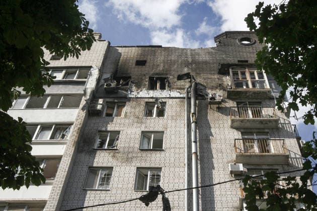 A nine-storey apartment block shows damage after being hit by a Russian drone in Dnipro, Ukraine, on 2 June 2026. During the day, Russian occupation forces carried out another strike on the city, targeting a block of flats with a jet drone. As a result of the direct hit, one apartment burned to the ground, and neighbouring flats also sustained significant damage. Two children were injured and taken to the hospital with moderate injuries. (Photo by Mykola Miakshykov Ukrinform) Russian drone strikes block of flats in Dnipro  Copyright: xMykolaxMiakshykovx