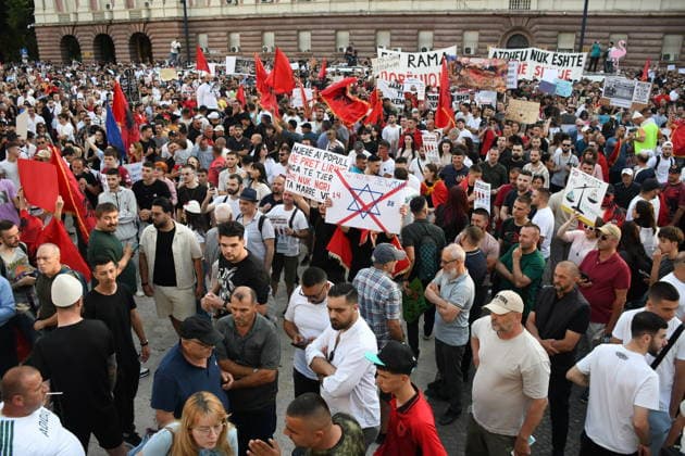 Protests continue in Albania over planned tourism project TIRANA, ALBANIA - JUNE 2: Thousands of demonstrators carrying banners and placards gather at Skanderbeg Square to protest the planned sale of a beach in the Zvernec area of Vlora as part of a tourism development project, in Tirana, Albania on June 2, 2026. Protesters after marched toward the Prime Minister’s Office to voice opposition to the project. Olsi Shehu Anadolu Tirana Albania. Editorial use only. Please get in touch for any other usage.  Copyright: x2026xAnadoluxOlsixShehux
