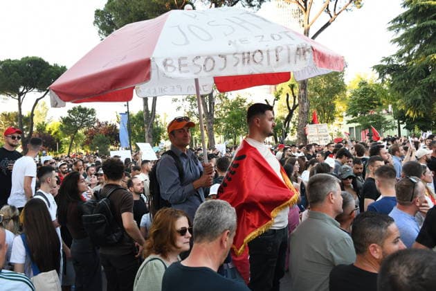 Protests continue in Albania over planned tourism project TIRANA, ALBANIA - JUNE 2: Thousands of demonstrators carrying banners and placards gather at Skanderbeg Square to protest the planned sale of a beach in the Zvernec area of Vlora as part of a tourism development project, in Tirana, Albania on June 2, 2026. Protesters after marched toward the Prime Minister’s Office to voice opposition to the project. Olsi Shehu Anadolu Tirana Albania. Editorial use only. Please get in touch for any other usage.  Copyright: x2026xAnadoluxOlsixShehux