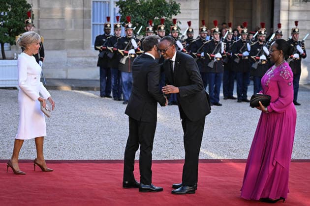 Emmanuel and Brigitte Macron welcome Paul and Jeannette Kagame at the Elysee FA French President Emmanuel Macron and French First Lady Brigitte Macron welcome Rwanda s President Paul Kagame and his wife Jeannette Kagame at The Elysee Presidential Palace in Paris on June 2, 2026. Photo by Firas Abdullah ABACAPRESS.COM Paris Ile-de-France France  Copyright: xAbdullahxFiras ABACAx
