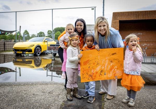 Voorburg, The Netherlands, 2026-06-02 14:53:38 VOORBURG, 02-06-2026, Forum Sport Queen Maxima, Honorary Chair of the MIND Us Foundation, kicks off the The Invisible Injury program by the KNVB and Zilveren Kruis at Forum Sport in Voorburg. The aim of the program is to make mental health a topic of discussion in amateur football. Minister Sterk of Long-Term Care, Youth and Sport is attending the visit. The visit takes place during Mental Health Week. PHOTO: NLBeeld Credit: NL Beeld Patrick van Emst  Copyright: xx x