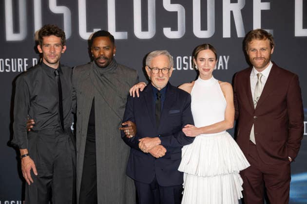 Photocall Disclosure Day in Paris Director Steven Spielberg and cast members Emily Blunt, Colman Domingo, Josh O Connor and Wyatt Russell pose during a photocall for the premiere of the film Disclosure Day in Paris, France, June 2, 2026. Photo by Eliot Blondet ABACAPRESS.COM Paris France France  Copyright: xBlondetxEliot ABACAx