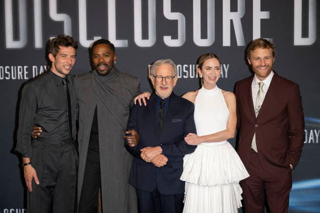 Photocall Disclosure Day in Paris Director Steven Spielberg and cast members Emily Blunt, Colman Domingo, Josh O Connor and Wyatt Russell pose during a photocall for the premiere of the film Disclosure Day in Paris, France, June 2, 2026. Photo by Eliot Blondet ABACAPRESS.COM Paris France France  Copyright: xBlondetxEliot ABACAx