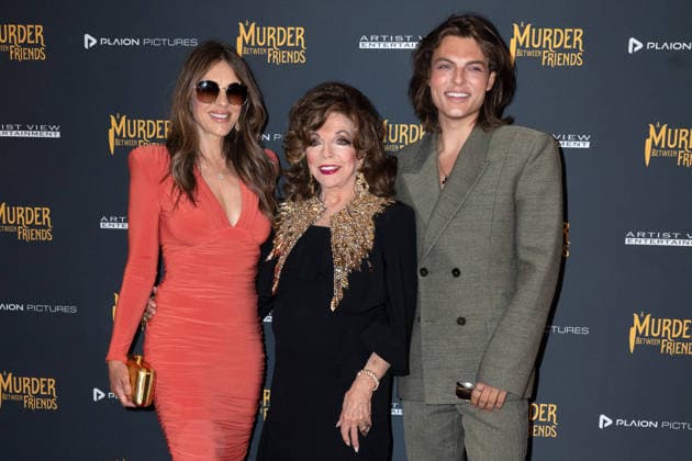 Elizabeth Hurley, Dame Joan Collins and Damian Hurley attends A Murder Between Friends UK Premiere at the Curzon Mayfair in London, England. UK. Tuesday 2nd June 2026. Copyright: xJamesxWarrenx ae7dj356
