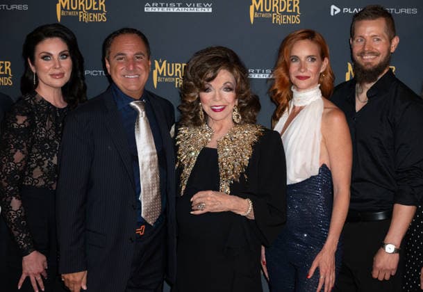 Nadia Bjorlin, Mark Rozzano, Dame Joan Collins, Hana Vagnerová and Espen Hatleskog attends A Murder Between Friends UK Premiere at the Curzon Mayfair in London, England. UK. Tuesday 2nd June 2026. Copyright: xJamesxWarrenx ae7dj352