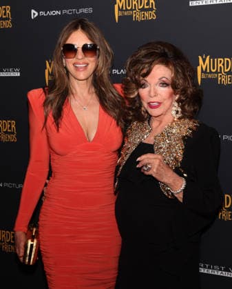 Murder Between Friends premiere London, UK. Elizabeth Hurley and Joan Collins at the Murder Between Friends premiere. Curzon Mayfair. 2nd June 2026. LMK11-S030626-001 Steve Bealing Landmark Media 
