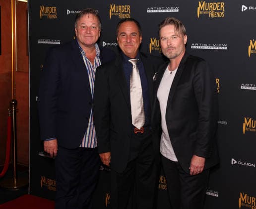 Murder Between Friends premiere London, UK. Jim Borstelmann, Mark Rozzano and Jacob Young at the Murder Between Friends premiere. Curzon Mayfair. 2nd June 2026. LMK11-S030626-001 Steve Bealing Landmark Media 