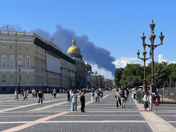 Black smoke rises following reported Ukrainian UAV attack in St. Petersburg ST. PETERSBURG, RUSSIA - JUNE 03: Black smoke rises after Ukraine reportedly launched unmanned aerial vehicle (UAV) attacks on the opening day of the St. Petersburg International Economic Forum, one of Russia s most prominent organizations, in St. Petersburg, Russia, on June 03, 2026. Ali Cura Anadolu Saint Petersburg Russia. Editorial use only. Please get in touch for any other usage.  Copyright: x2026xAnadoluxAlixCurax