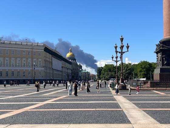 Black smoke rises following reported Ukrainian UAV attack in St. Petersburg ST. PETERSBURG, RUSSIA - JUNE 03: Black smoke rises after Ukraine reportedly launched unmanned aerial vehicle (UAV) attacks on the opening day of the St. Petersburg International Economic Forum, one of Russia s most prominent organizations, in St. Petersburg, Russia, on June 03, 2026. Ali Cura Anadolu Saint Petersburg Russia. Editorial use only. Please get in touch for any other usage.  Copyright: x2026xAnadoluxAlixCurax