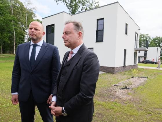 Belgian Minister of Defence Theo Francken and Belgian Prime Minister Bart De Wever pictured at the inauguration of the new buildings in the NATO SHAPE-Village in Casteau, Soignies on Wednesday 03 June 2026. The Supreme Headquarters Allied Powers Europe, located near Mons, is the NATO central command center in Europe.  BENOITxDOPPAGNE 175805826