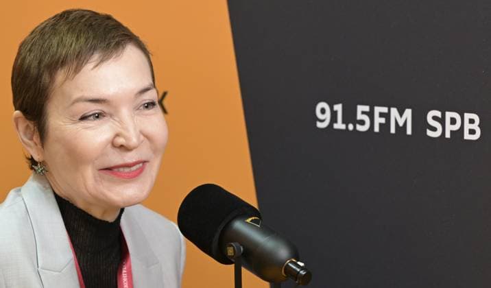 SPIEF-2026. RIA Novosti stand and Sputnik Radio studio 9179203 03.06.2026 SPIEF-2026. Sputnik Radio studio. Guzel Ulumbekova, Rector, Higher School of Healthcare Organization and Management Maksim Bogodvid Sputnik St. Petersburg Russia  Copyright: xMaksimxBogodvidx