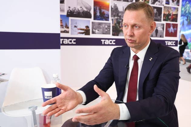 RUSSIA, ST PETERSBURG - JUNE 3, 2026: Novorossiysk Head Andrei Kravchenko during an interview with the TASS News Agency at the 2026 St Petersburg International Economic Forum at the ExpoForum Convention and Exhibition Centre. Valery Sharifulin TASS  93324646