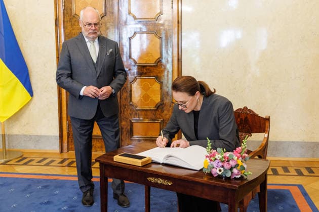 02.06.2026, Tallinn. Ukrainian Prime Minister Yuliia Svyrydenko arrived in Tallinn on her first official visit to Estonia and met with the prime minister and president. Photo Mihkel Maripuu, Postimees Tallinn Harjumaa Estonia 1MM02JUN26P05  Copyright: xMihkelxMaripuux Yuliia Svyrydenko, Alar Karis