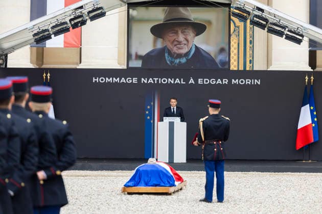 Paris, France June 3, 2026 - National tribute to late French philosopher and sociologist Edgar Morin at the Hotel des Invalides - Emmanuel Macron HOMMAGE NATIONAL, EDGAR MORIN, POLITIQUE  Copyright: xVincentxIsorex