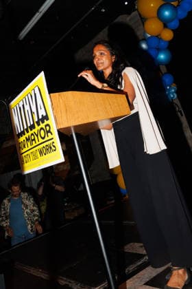 June 2, 2026, Los Angeles, California, USA: Los Angeles mayoral candidate and city councilmember NITHYA RAMAN holds back tears as she thanks her supporters and other members of the audience at her election night watch party in downtown Los Angeles, Calif. on Tuesday, June 2. Los Angeles USA - ZUMAt176 20260602_zsp_t176_014 Copyright: xJacksonxTammariellox