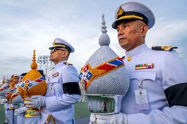 June 3, 2026, Bangkok, Bangkok, Thailand: Officials stand holding ceremonial offerings before presenting them in front of a portrait of Her Majesty Queen Suthida Bajrasudhabimalalakshana the queen of Thailand during a ceremony in honor of her birthday at Sanam Luang royal field in Bangkok, Thailand. Bangkok Thailand  - ZUMAt128 20260603_zap_t128_003 Copyright: xAdryelxTalamantesx