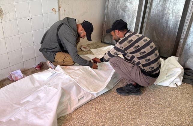 Body of Elderly Palestinian Arrives at Central Gaza Hospital Palestinians gather around the body of Hassan Salama at Al-Aqsa Martyrs Hospital in Deir al-Balah, central Gaza Strip, on June 3, 2026, after he was identified following his death in an Israeli drone strike on Salah al-Din Street near Wadi Gaza in the central Gaza Strip. Photo by Ahmed Ibrahim apaimages Deir al-Balah Gaza Palestinian Territory 030626_Deir_al-Balah_AI_00(12) Copyright: xapaimagesxAhmedxIbrahimx xapaimagesx