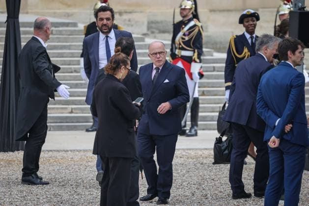 Paris, France le 03 juin 2026 - Le President de la Republique Emmanuel MACRON preside la ceremonie d hommage de la Nation a Edgar Morin, disparu le 29 mai dernier, aux Invalides - The President of the Republic Emmanuel MACRON presides over the Nation s tribute ceremony to Edgar Morin, who passed away on May 29, at the Invalides Ici Bernard CAZENEUVE  Copyright: xSebastienxTOUBONx