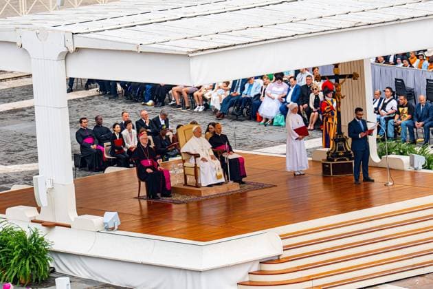 June 3, 2026, Citta Del Vaticano: An handout image provided by Vatican Media shows Pope Leo XIV during his weekly General Audience in Vatican City, 3 June 2026 Cordon Press 