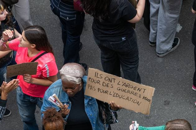 Students gather to protest against the tuition fee increase, outside the headquarters of the Federation Wallonie& 8209;Bruxelles in Brussels on Wednesday 03 June 2026.  JONASxROOSENS 175823128