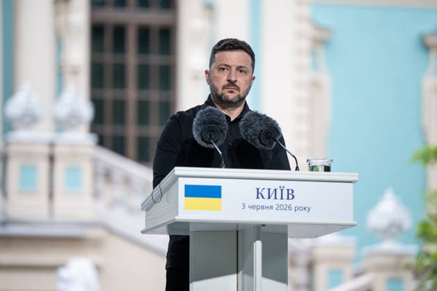 Volodymyr Zelenskyy and Mark Rutte speak at joint press conference in Kyiv KYIV, UKRAINE - JUNE 3: Ukrainian President Volodymyr Zelenskyy and NATO Secretary General Mark Rutte (not seen) hold a joint press conference in Kyiv, Ukraine, on June 3, 2026. Danylo Antoniuk Anadolu Kyiv Ukraine. Editorial use only. Please get in touch for any other usage.  Copyright: x2026xAnadoluxDanyloxAntoniukx