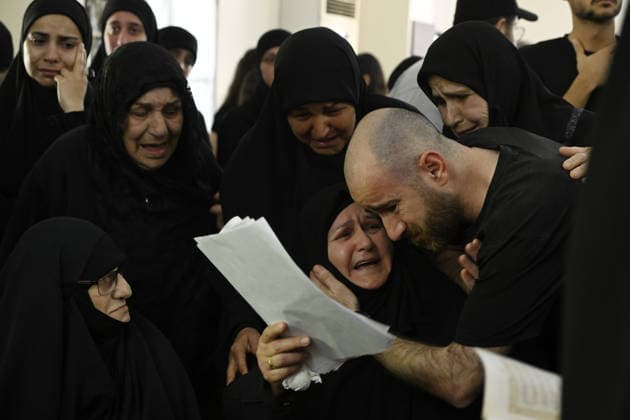 Funeral ceremony held in Wardaniyeh for a family of six WARDANIYEH, LEBANON - JUNE 3: People attend a funeral ceremony held for a family of six, consisting of a father, mother, and four children, who lost their lives in an Israeli strike on the town of Al-Mariwaniyeh, in Wardaniyeh, southern Lebanon, on June 3, 2026. Houssam Shbaro Anadolu Wardaniyeh Lebanon. Editorial use only. Please get in touch for any other usage.  Copyright: x2026xAnadoluxHoussamxShbarox