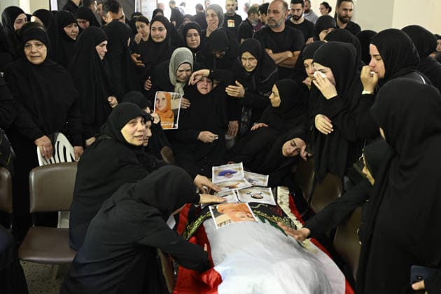 Funeral ceremony held in Wardaniyeh for a family of six WARDANIYEH, LEBANON - JUNE 3: People attend a funeral ceremony held for a family of six, consisting of a father, mother, and four children, who lost their lives in an Israeli strike on the town of Al-Mariwaniyeh, in Wardaniyeh, southern Lebanon, on June 3, 2026. Houssam Shbaro Anadolu Wardaniyeh Lebanon. Editorial use only. Please get in touch for any other usage.  Copyright: x2026xAnadoluxHoussamxShbarox