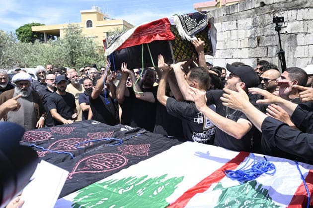 Funeral ceremony held in Wardaniyeh for a family of six WARDANIYEH, LEBANON - JUNE 3: People attend a funeral ceremony held for a family of six, consisting of a father, mother, and four children, who lost their lives in an Israeli strike on the town of Al-Mariwaniyeh, in Wardaniyeh, southern Lebanon, on June 3, 2026. Houssam Shbaro Anadolu Wardaniyeh Lebanon. Editorial use only. Please get in touch for any other usage.  Copyright: x2026xAnadoluxHoussamxShbarox