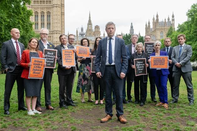 June 3, 2026, London, England, United Kingdom: Liberal Democrat MPs staged a rally in Westminster on Tuesday calling on the Government to publish the delayed Defence Investment Plan and back proposals for Defence Bonds, following the anniversary of the Strategic Defence ReviewÃ¢â‚¬â ¢s publication. London United Kingdom - ZUMAk172 20260603_zip_k172_023 Copyright: xThomasxKrychx
