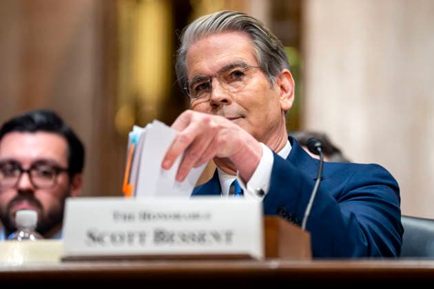 Secretary of the Treasury Scott Bessent looks on during a Senate Finance Committee hearing on President Donald Trump s fiscal year 2027 budget request for the Treasury Department in the Dirksen Senate Office Building near the U.S. Capitol in Washington, DC on Wednesday, June 3, 2026.  WAP20260603481 BONNIExCASH