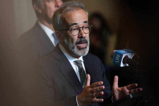 June 3, 2026, New York, New York, USA: PortugalÃ¢â‚¬â ¢s Minister of State and Foreign Affairs PAULO RANGEL speaks to reporters at the General Assembly stakeout after Portugal was elected to a non-permanent seat on the UN Security Council for the 2027Ã¢â‚¬2028 term inside the General Assembly Hall at UNHQ. New York USA - ZUMAo116 20260603_znp_o116_032 Copyright: xBiancaxOterox