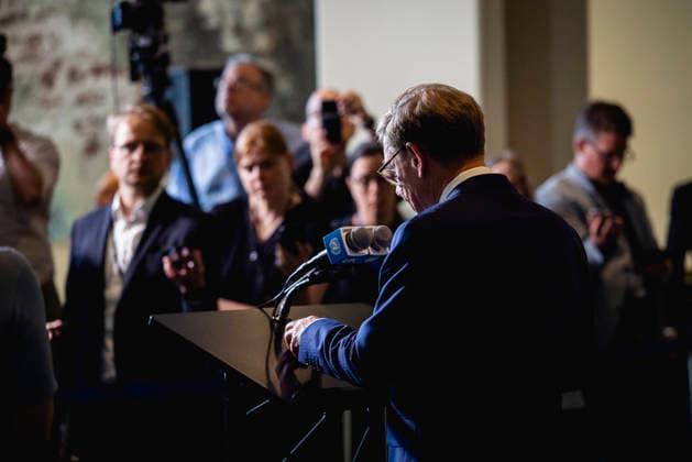 Johann Wadephul (CDU), Bundesaussenminister, aufgenommen im Rahmen eines Pressestatements nach der Wahl zu den nicht-staendigen Sitzen im Sicherheitsrat der Vereinten Nationen in New York City, 03.06.2026. Fotografiert im Auftrag des Auswaertigen Amtes New York City Vereinigte Staaten von Amerika *** Johann Wadephul CDU , Federal Foreign Minister, photographed during a press statement after the election to the non-permanent seats on the United Nations Security Council in New York City, 03 06 2026 Photographed on behalf of the Federal Foreign Office New York City United States of America Copyright: xJulianexSonntag AAx