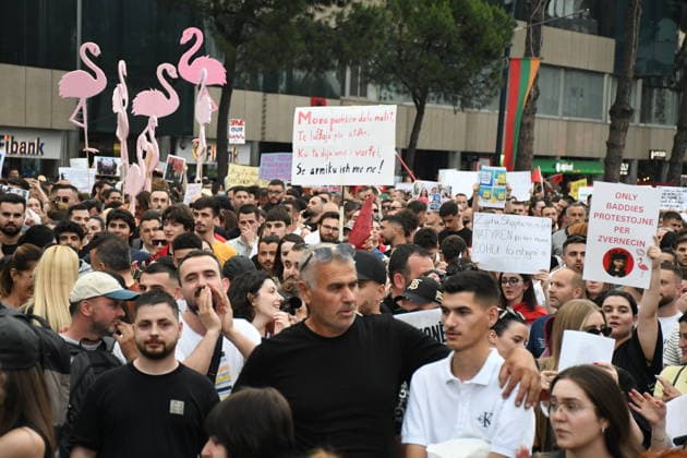 Police use water cannons to disperse protesters at a demonstration against a tourism project in Albania TIRANA, ALBANIA - JUNE 3: People stage a protest against a planned tourism project in the Zvernec area of the city of Avlonya (Vlora) as people gather on the Boulevard of the Nation’s Martyrs in Tirana, Albania on June 3, 2026. People protest the sale of a stretch of coastline in Zvernec as part of a tourism project reportedly linked to U.S. President Donald Trump’s daughter, Ivanka Trump, and her husband, Jared Kushner. Olsi Shehu Anadolu Tirana Albania. Editorial use only. Please get in touch for any other usage.  Copyright: x2026xAnadoluxOlsixShehux