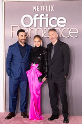 IPA85302019 - London, UK Premiere of the film Office Romance at BFI Southbank - Pictured: Brett Goldstein, Jennifer Lopez, Ol Parker (L-R)  Copyright: xCRISTINAxMASSEIx xx 85302019