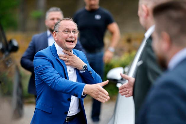 Politiker Tino Chrupalla (AfD) auf der Großveranstaltung Zukunft NRW- Zukunft AFD! des AFD-Kreisverband Düren auf Schloss Burgau. Düren, 03.06.2026 NRW Deutschland *** Politician Tino Chrupalla AfD at the major event Zukunft NRW Zukunft AFD of the AFD Kreisverband Düren at Schloss Burgau Düren, 03 06 2026 NRW Germany Copyright: xChristophxHardtx
