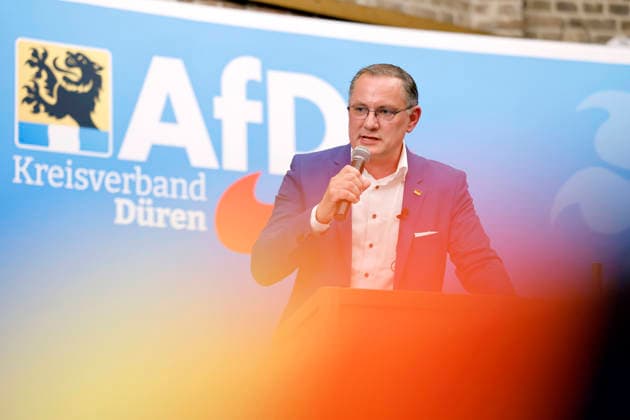 Politiker Tino Chrupalla (AfD) auf der Großveranstaltung Zukunft NRW- Zukunft AFD! des AFD-Kreisverband Düren auf Schloss Burgau. Düren, 03.06.2026 NRW Deutschland *** Politician Tino Chrupalla AfD at the major event Zukunft NRW Zukunft AFD of the AFD Kreisverband Düren at Schloss Burgau Düren, 03 06 2026 NRW Germany Copyright: xChristophxHardtx