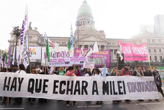 June 3, 2026, Ciudad Autonoma, Buenos Aires, argentina: Protests against gender violence took place across the country..A massive demonstration was held in front of the National Congress to demand public policies that prevent and eradicate violence against women and LGBTQ+ people...The feminist movement returned to the streets on the 11th anniversary of Not One Less. The main gathering was in Plaza Congreso in Buenos Aires, while different demonstrations took place throughout the country. The recent femicides of 14-year-old Agostina Vega from CoÂ³rdoba and 17-year-old Dulce Candia from Misiones reignited the debate regarding gender violence and the femicide statistics, which have remained stable si, once official records began. Ciudad Aut - ZUMAc230 20260603_znp_c230_017 Copyright: xVirginiaxChailex