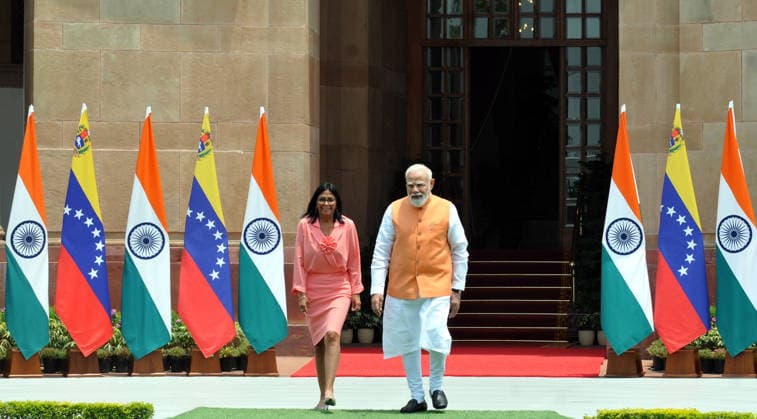 June 4, 2026, New Delhi, Delhi, India: Indian Prime minister Narendra Modi with Ms. Delcy Rodriguez, Acting President of The Bolivarian Republic of Venezuela on her officially five day visit to india, on 04 June 2026 at Hyderabad House, in New Delhi on Thursday, , India New Delhi India - ZUMAb226 20260604_zip_b226_014 Copyright: xRavixBatrax