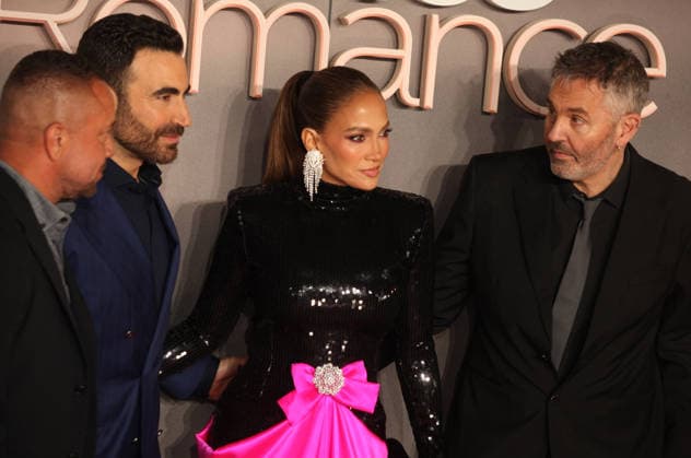 Office Romance premiere London, UK. Brett Goldstein, Jennifer Lopez and Ol Parker at Office Romance premiere. BFI. 3rd June 2026. LMK11-S030626-001 Steve Bealing Landmark Media 