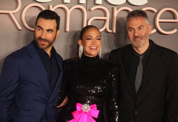 Office Romance premiere London, UK. Brett Goldstein, Jennifer Lopez and Ol Parker at Office Romance premiere. BFI. 3rd June 2026. LMK11-S030626-001 Steve Bealing Landmark Media 
