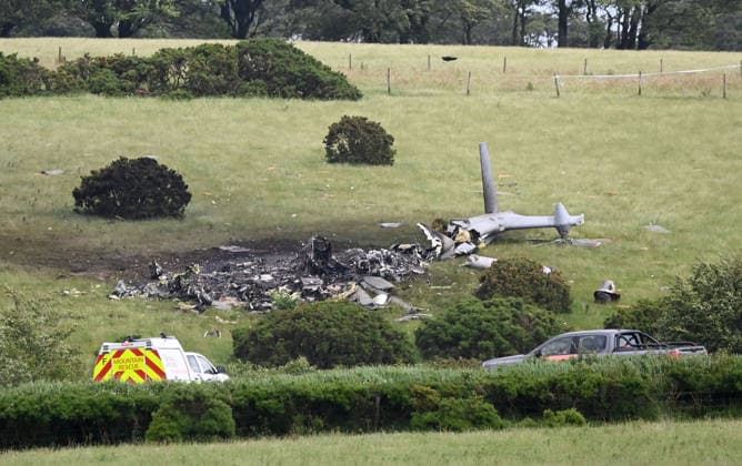 Royal Navy Helicopter Crash Devon 3rd June 2026. Three Royal Navy crew members died when their helicopter crashed into a field in Devon. They were taking part in a training exercise in the Royal Navy Merlin Mk4 when it crashed at Sourton Down, near Okehampton, Devon. Pictured: the crash site with Royal Navy personnel and emergency services in attendance.  Copyright: xWaynexperryx NINTCHDBPICT001085737648