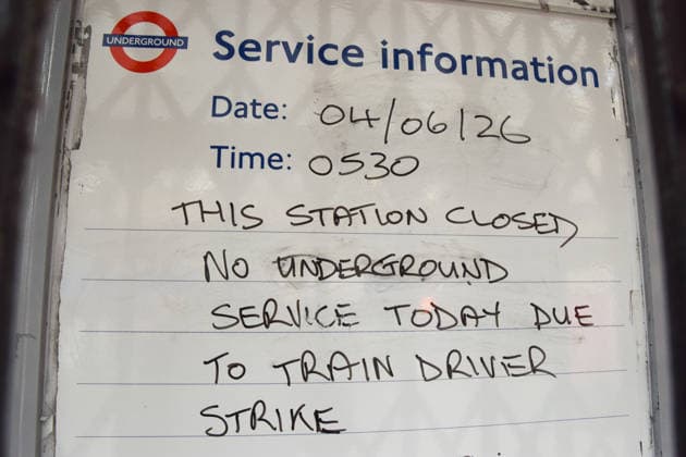 June 4, 2026, London, England, United Kingdom: Service information at a closed Russell Square station as London Underground drivers represented by RMT union stage a fresh strike over the introduction of a four-day working week. London United Kingdom - ZUMAv130 20260604_zip_v130_002 Copyright: xVukxValcicx