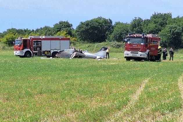 PXL_Plane crash fatal Crash of a small aircraft in the Campanoz area, near Medulin airport in Croatia on 04. June 2026. The report has been confirmed, and all emergency services are on site taking measures. In plane crah few people died.  SasaxMiljevic PIXSELL