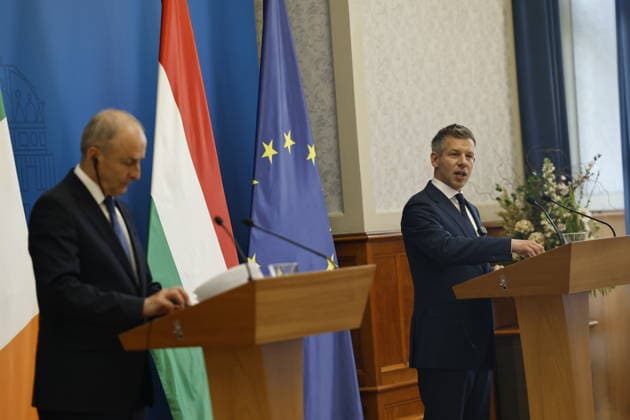 Peter Magyar - Micheal Martin meeting in Budapest BUDAPEST, HUNGARY - JUNE 04: Hungary s Prime Minister Peter Magyar (R) and Ireland s Prime Minister Micheal Martin (L) hold a joint press conference at the foreign ministry in Budapest, Hungary, on June 4, 2026. Arpad Kurucz Anadolu Budapest Hungary. Editorial use only. Please get in touch for any other usage.  Copyright: x2026xAnadoluxArpadxKuruczx