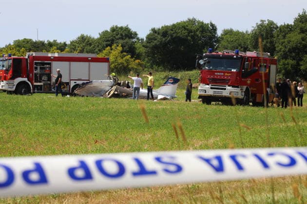Medulin, Croatia, 040626. A plane crashed, killing four people. A police investigation is underway. The plane flew in from Austria. Photo: Goran Sebelic CROPIX Copyright: xxGoranxSebelicx sruseni_avion8-040626